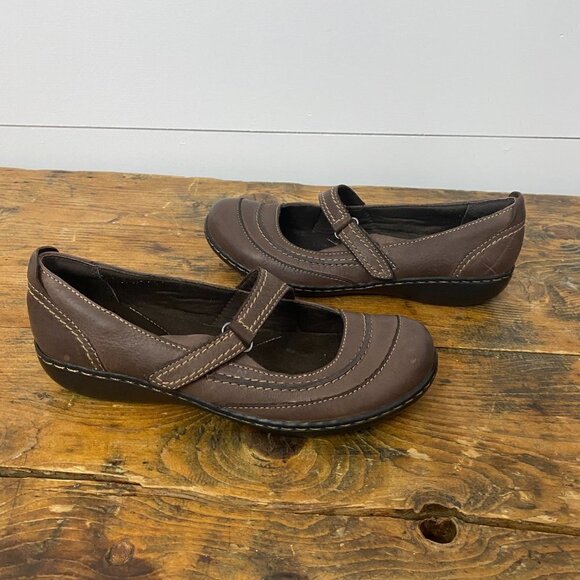Clarks Bendables Roseville Mary Jane Brown Leather Comfort Shoe Loafers Size 7.5 - Picture 7 of 11